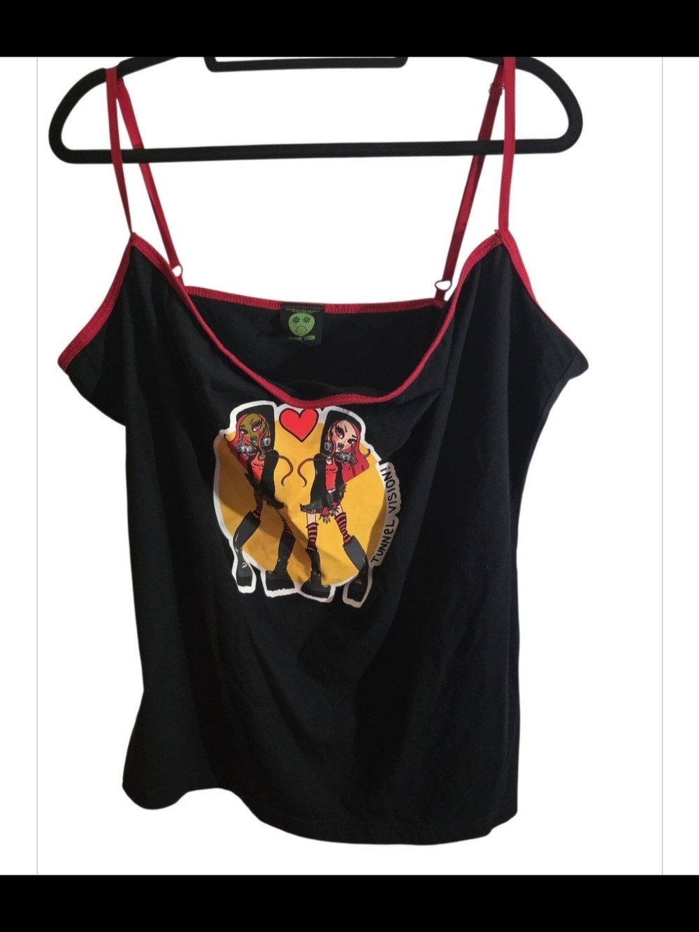 Tunnel Vision Graphic Cami Tank Top Plus Size Goth Punk Y2K Black Red